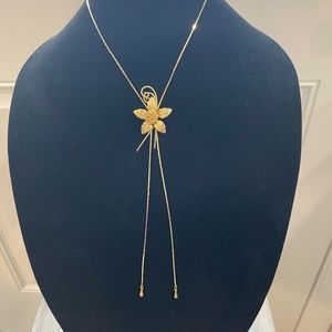 Vintage Classic Gold tone Floral Lariat Necklace